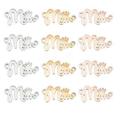 12Pcs 3 Colors 304 Stainless Steel Pendants STAS-DC0004-49-1