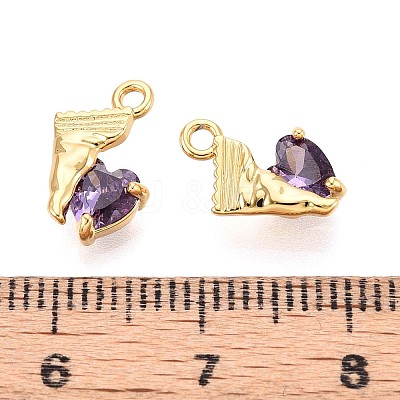 Brass Micro Pave Cubic Zirconia Charms KK-N263-96A-G-1