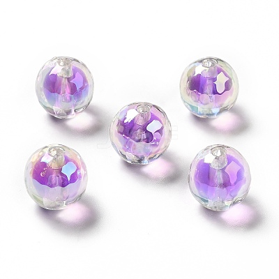 Two Tone UV Plating Rainbow Iridescent Acrylic Beads LS-TACR-D010-03B-07-1