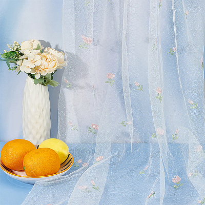 Polyester Flower Pattern Mesh Fabric SENE-WH0003-45A-1