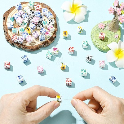 Printed Porcelain European Beads FIND-CJZ0001-003-1