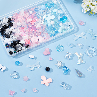 3 Bags 3 Colors Transparent & Opaque Resin Beads RESI-PH0001-71-1
