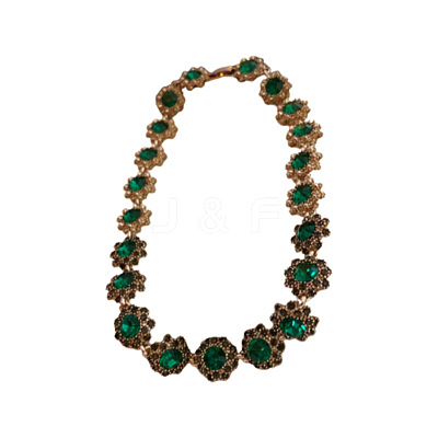 Alloy Full Rhinestone Flower Link Chain Necklaces for Women WGB743E-04-1
