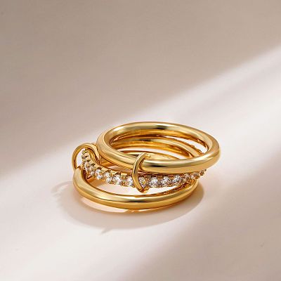 Brass Micro Pave Cubic Zirconia Finger Rings FS-WG6545E-22-1