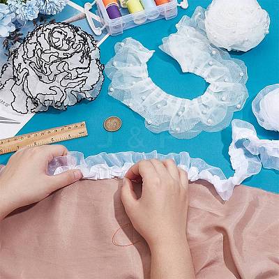 3 Styles Polyester Pleated Satin Pleated Lace Ribbon OCOR-PH0006-60-1