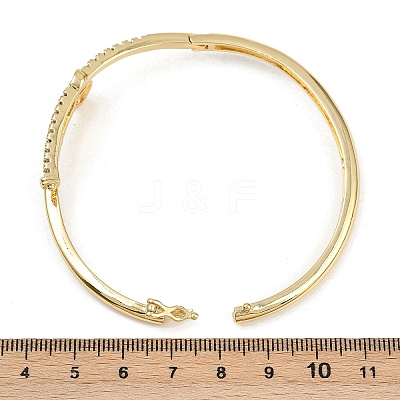 Brass Micro Pave Clear Cubic Zirconia Bangles BJEW-F504-02G-1
