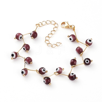 Handmade Evil Eye Lampwork  Beaded Bracelets BJEW-JB05855-02-1