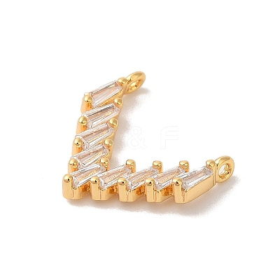 Brass Micro Pave Clear Cubic Zirconia Charms KK-M294-23G-1