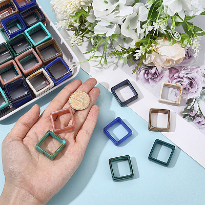 80Pcs 8 Colors Acrylic Bead Frame OACR-ME0001-17-1