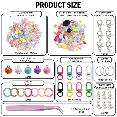 DIY Heart & Flower & Round Acrylic Beads & Alloy Keychain Making Kits DIY-YW0010-88-1