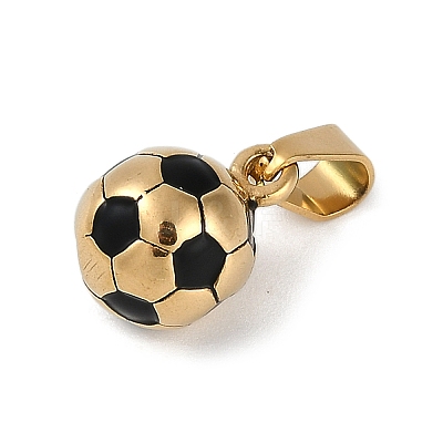 Trendy Necklace Findings 304 Stainless Steel FootBall/Soccer Ball Pendants STAS-L012-B01G-1