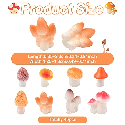 40Pcs 8 Styles Mushroom Themes Resin Display Decorations DJEW-YW0010-11-1