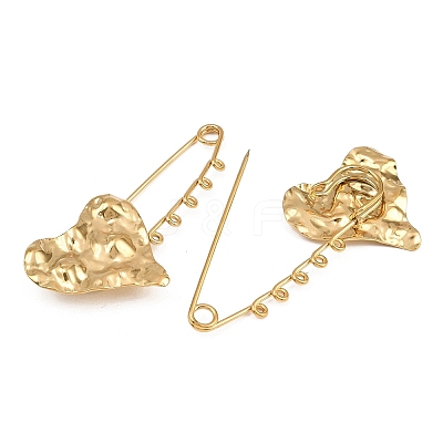 Texture Heart 304 Stainless Steel Safety Pins Brooch Findings SA-CBA098D-15A-G05-1