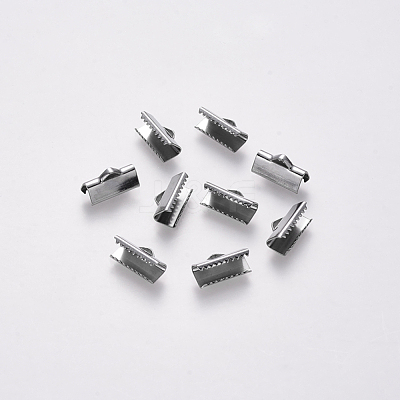 Non-Tarnish 304 Stainless Steel Ribbon Crimp Ends STAS-S112-001D-P-1