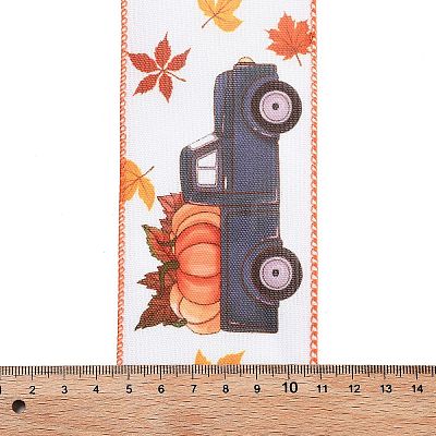 5 Yards Thanksgiving Day Printed Polyester Wired Ribbon OCOR-K009-01C-1