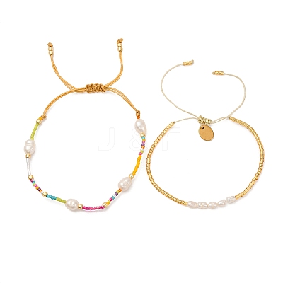 Colorful Miyuki & Imitation Pearl Braided Bead Bracelet Set WC1119-1