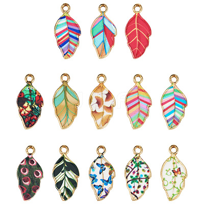 13Pcs 13 Styles Alloy Enamel Pendants ENAM-TA0009-06-1