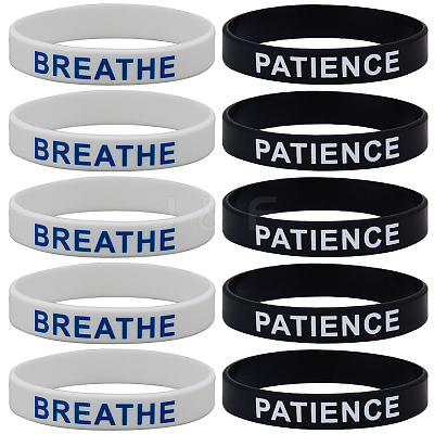 32Pcs 2 Colors Word Silicone Cord Bracelets Set Wristband BJEW-GF0001-17-1
