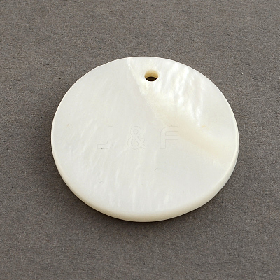 Flat Round Sea Shell Charms SSHEL-R025-8mm-1