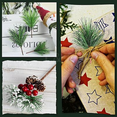 30Pcs Plastic Artificial Pine Branches AJEW-CP0009-91-1
