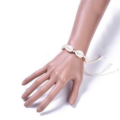 Adjustable Cowrie Shell Braided Bead Bracelets BJEW-JB04278-1