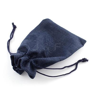 Polyester Imitation Burlap Packing Pouches Drawstring Bags ABAG-R005-14x10-12-1