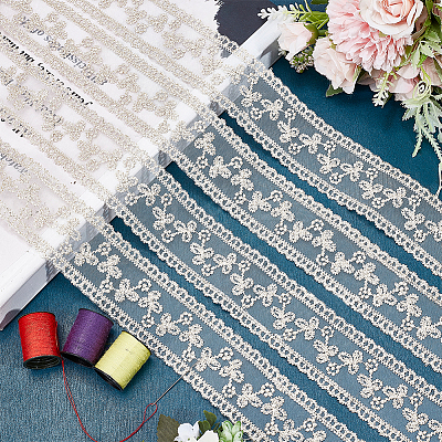 Polyester Hollow Embroidered Lace Trim OCOR-WH0079-13A-1
