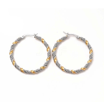 Non-Tarnish 304 Stainless Steel Twist Rope Hoop Earrings for Women EJEW-C011-03P-1