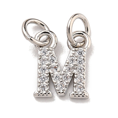 Initial Letter Brass with Cubic Zirconia Charms KK-Q814-26M-P-1