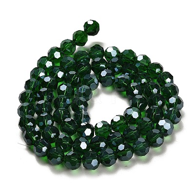 Faceted(32 Facets) Electroplate Glass Bead Strands X-EGLA-R015-8mm-17-1