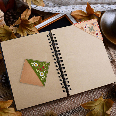 4Pcs 4 Styles Season Theme Non-woven Felt Embroidery Corner Bookmarks FIND-HY0002-47A-1