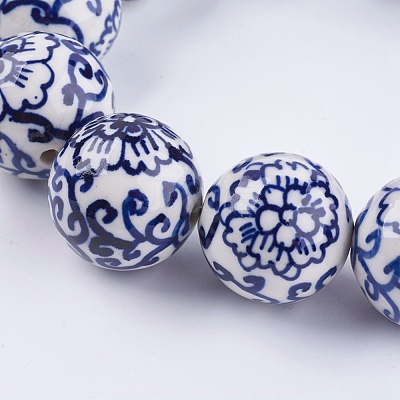 Handmade Blue and White Porcelain Beads PORC-G002-38-1