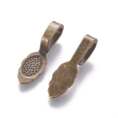 Tibetan Style Alloy Glue-on Flat Pad Bails MLF10728Y-NF-1