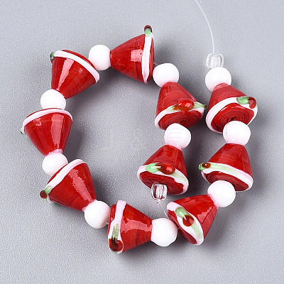 Christmas Theme Handmade Lampwork Beads Strands LAMP-N028-18B-1
