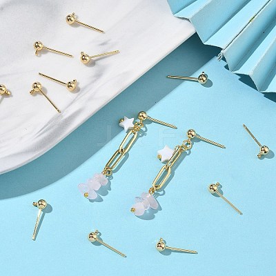 SHEGRACE Brass Round Ball Stud Earring Findings XGR0051G-39G-1