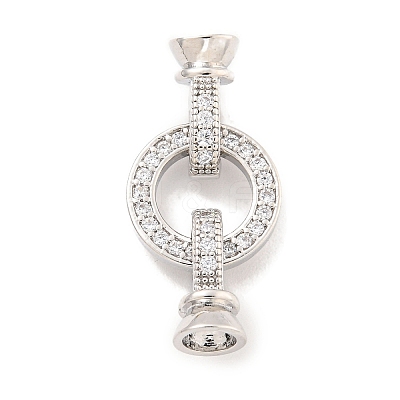 Brass Micro Pave CLear Cubic Zirconia Fold Over Clasps KK-Q814-01P-1