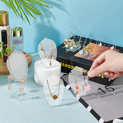 10Pcs L-Shaped Acrylic Slant Back Earring Display Stands EDIS-FG0001-64-1
