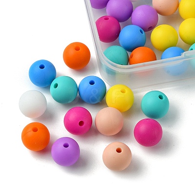 40Pcs 8 Colors Food Grade Eco-Friendly Silicone Focal Beads SIL-FS0001-20-1