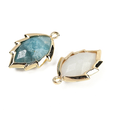 Natural Flower Amazonite Faceted Leaf Pendants G-I375-04G-21-1