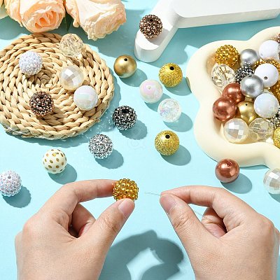 50 Pcs DIY Resin Rhinestone Graduated Beads Bracelets Making Kits DIY-CJ0002-47-1