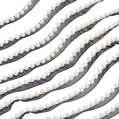 5Yards Polyester with Plastic Pearl Ribbon OCOR-CY0004-14A-1