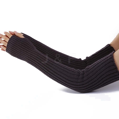 Acrylic Fibers Knitting Long Fingerless Gloves PW-WG9BE2E-13-1