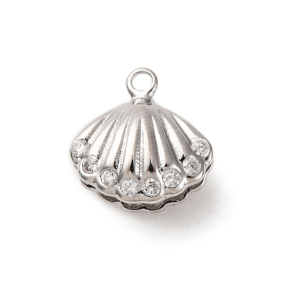 Brass Micro Pave Clear Cubic Zirconia Charms KK-Z112-32P-1