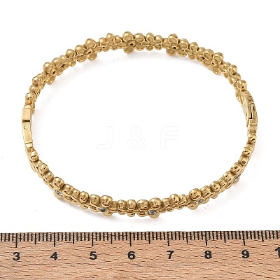 304 Stainless Steel Crystal Rhinestone Hinged Cuff Bangles SA-CBAB92B-17G-1