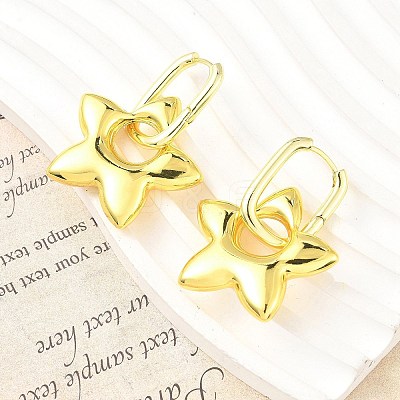 Star Brass Hoop Earrings for Women EJEW-U057-06C-01G-1