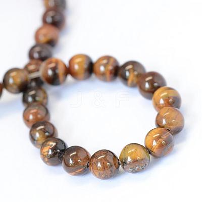 Grade AB Natural Tiger Eye Round Bead Strands G-E334-4mm-17-1