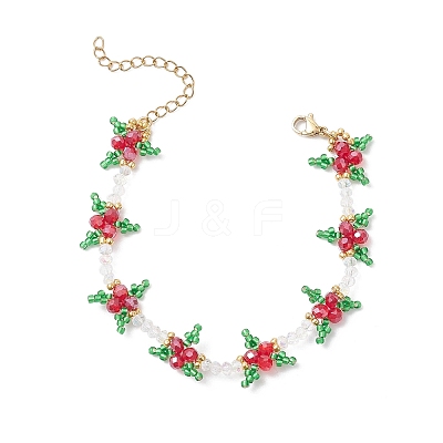 Christmas Glass Beaded Bracelets for Women BJEW-MZ00243-1