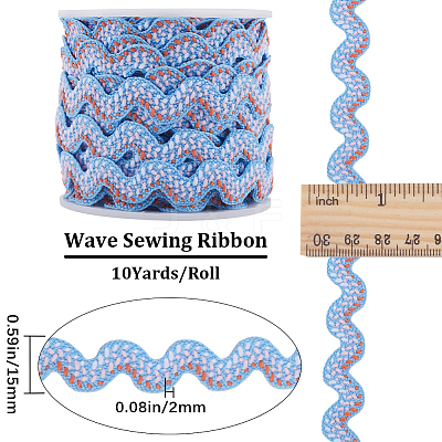 10 Yards Polyester Wave Ribbon OCOR-GF0003-14D-1