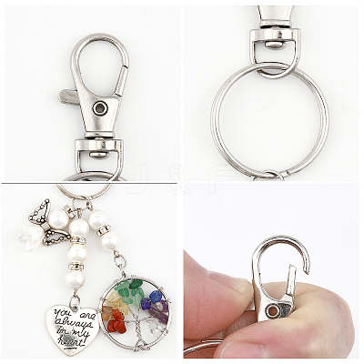 2Pcs Chakra Tree Of Life Natural/Synthetic Mixed Stone Pendant Keychain KEYC-CA0001-39-1