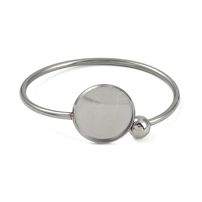 304 Stainless Steel Blank Bangle Bases with Flat Round STAS-Z088-01P-03-1